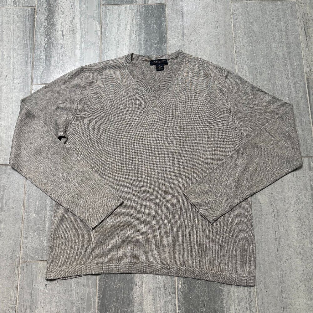 Banana Republic Silk Cashmere V Neck Sweater Gray Size Large